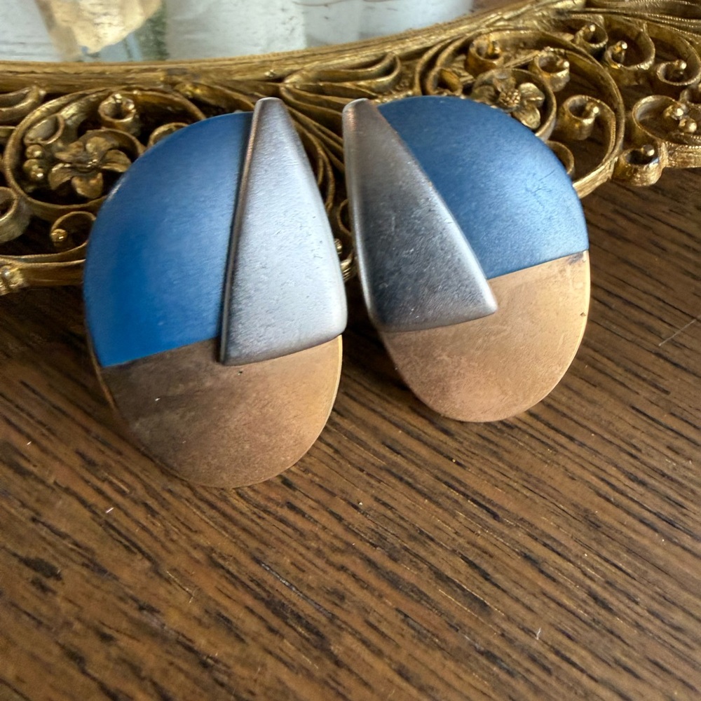 Monet Blue and Bronze “All That Jazz” Earrings